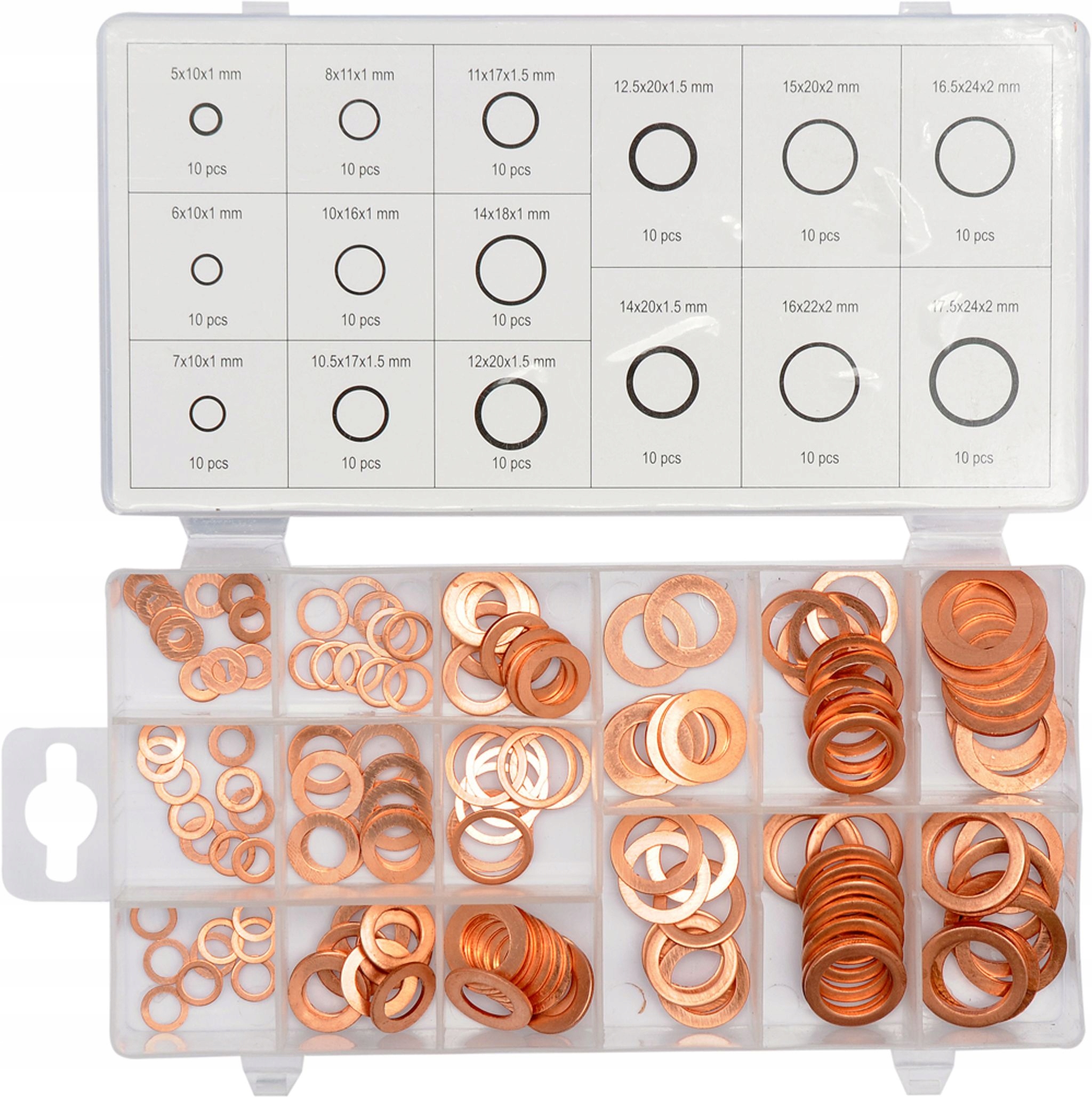 ZESTAW PODKŁADEK MIEDZIANYCH 150SZT YT-06871