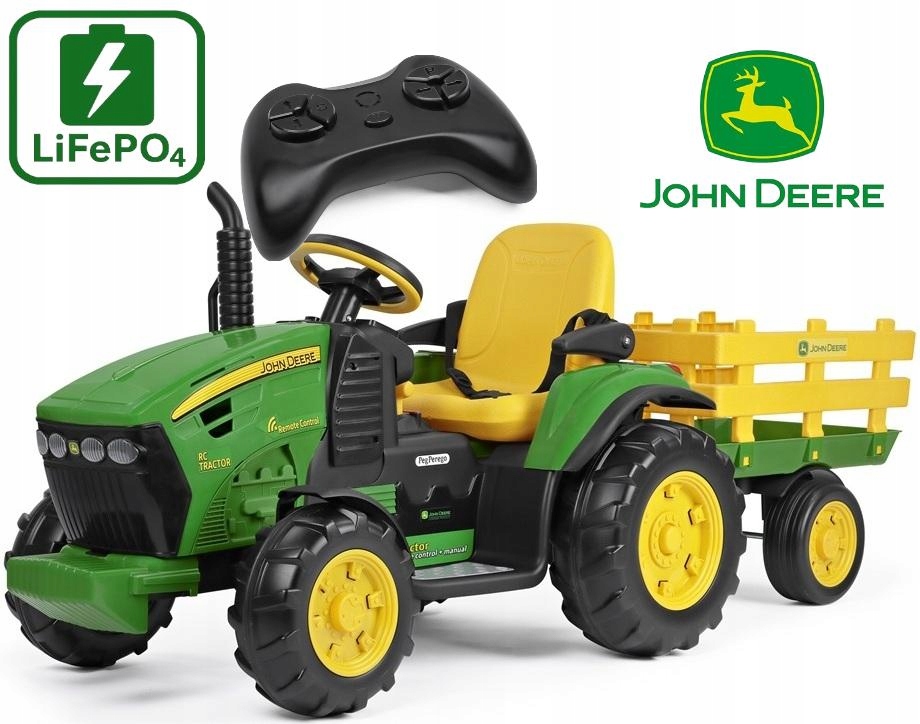 Traktor na akumulator John Deere RC 12V Peg Perego Pilot od 1 roku Litowy