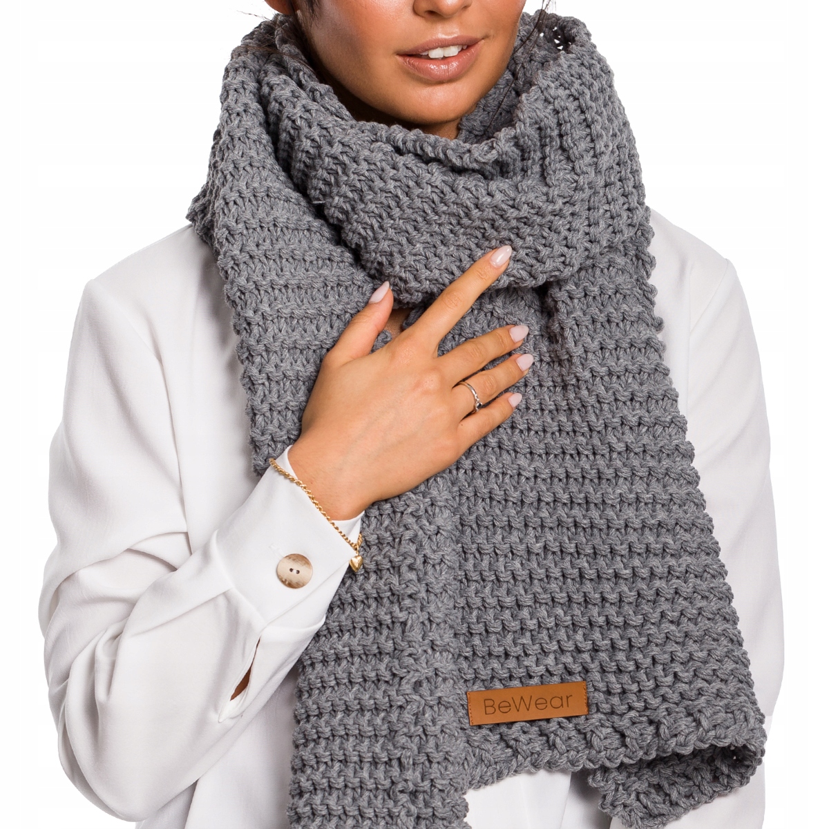 SZALIK SZAL DAMSKI DŁUGI CIEPŁY SZARY