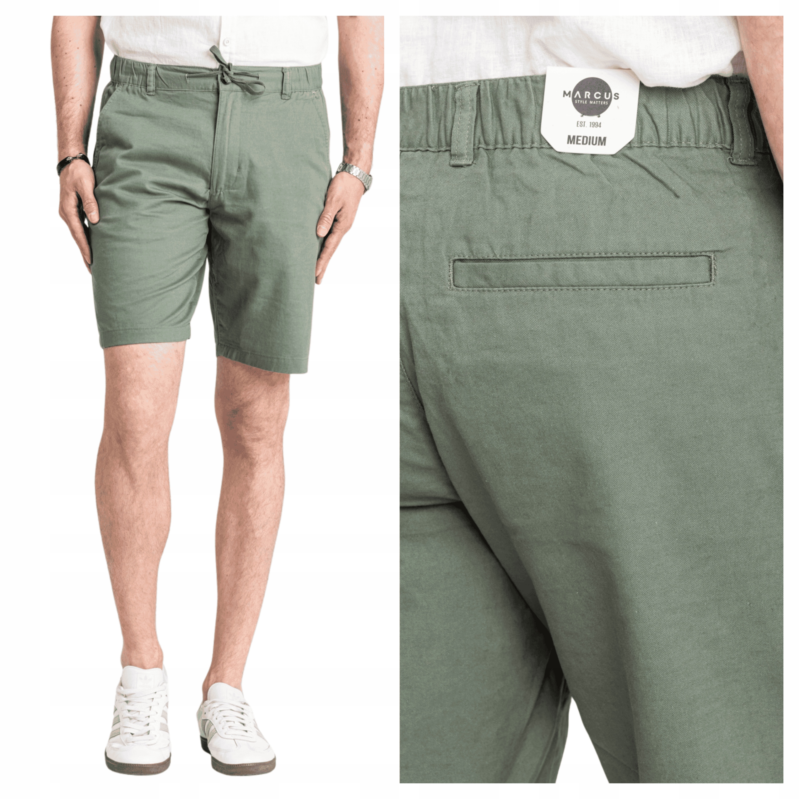 Krátké pánské kalhoty Marcus Wilson Bavlněné Chino Zelené 3XL