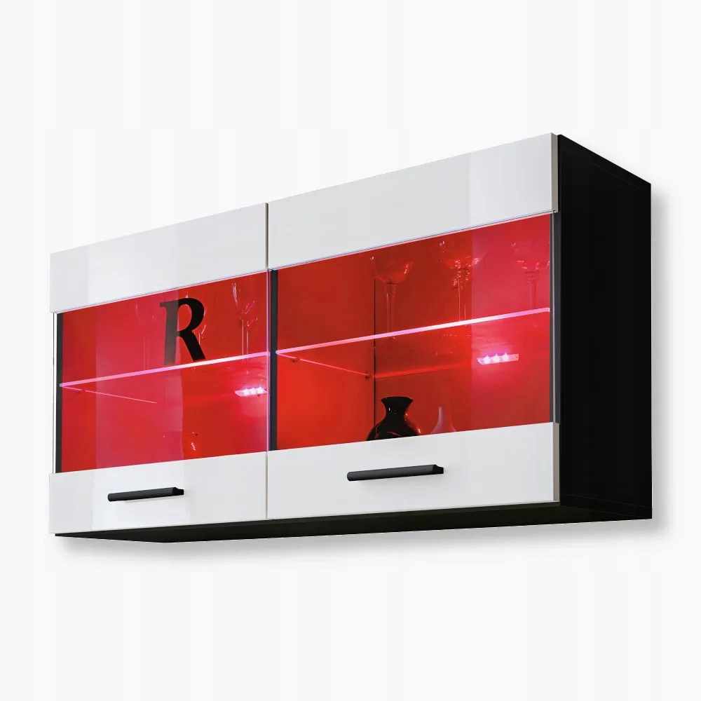 komodee Závěsná vitrína Savona Různé Barvy Skleněné police Led Rgb