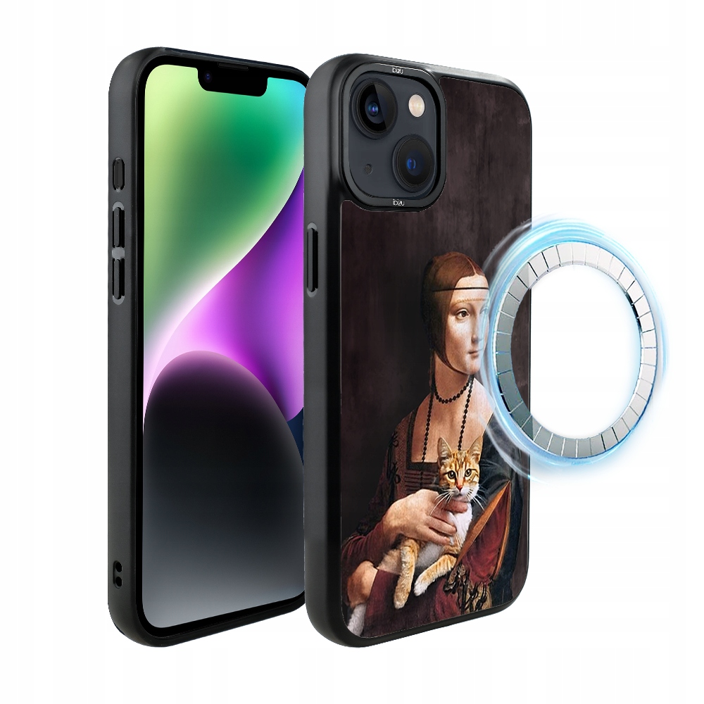 Matný Pouzdro DropGuard pro iPhone 14 Ibizu s MagSafe, Lady with Cat