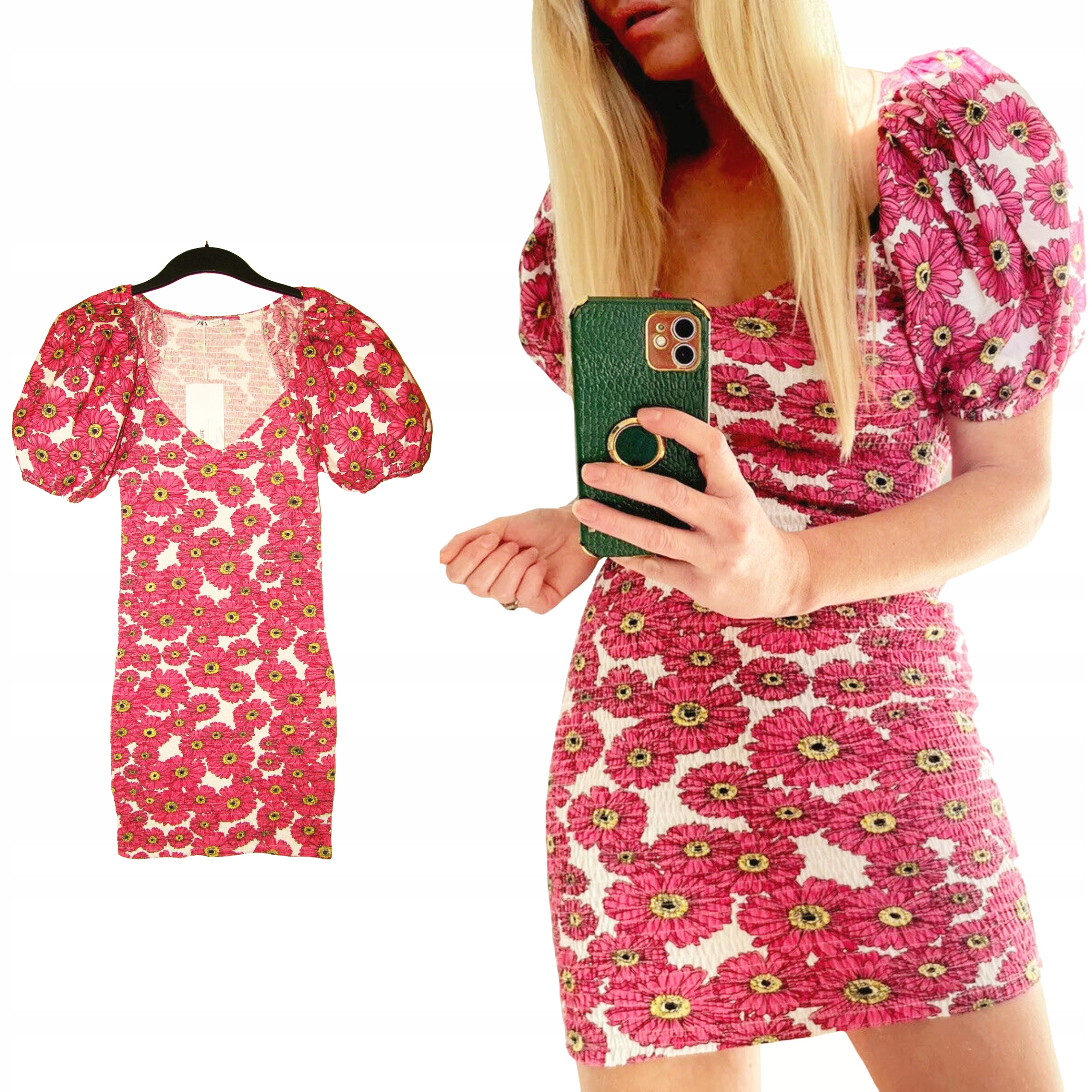 ZARA Piękna Sukienka Kolorowe Kwiaty BUFKI Sexy M