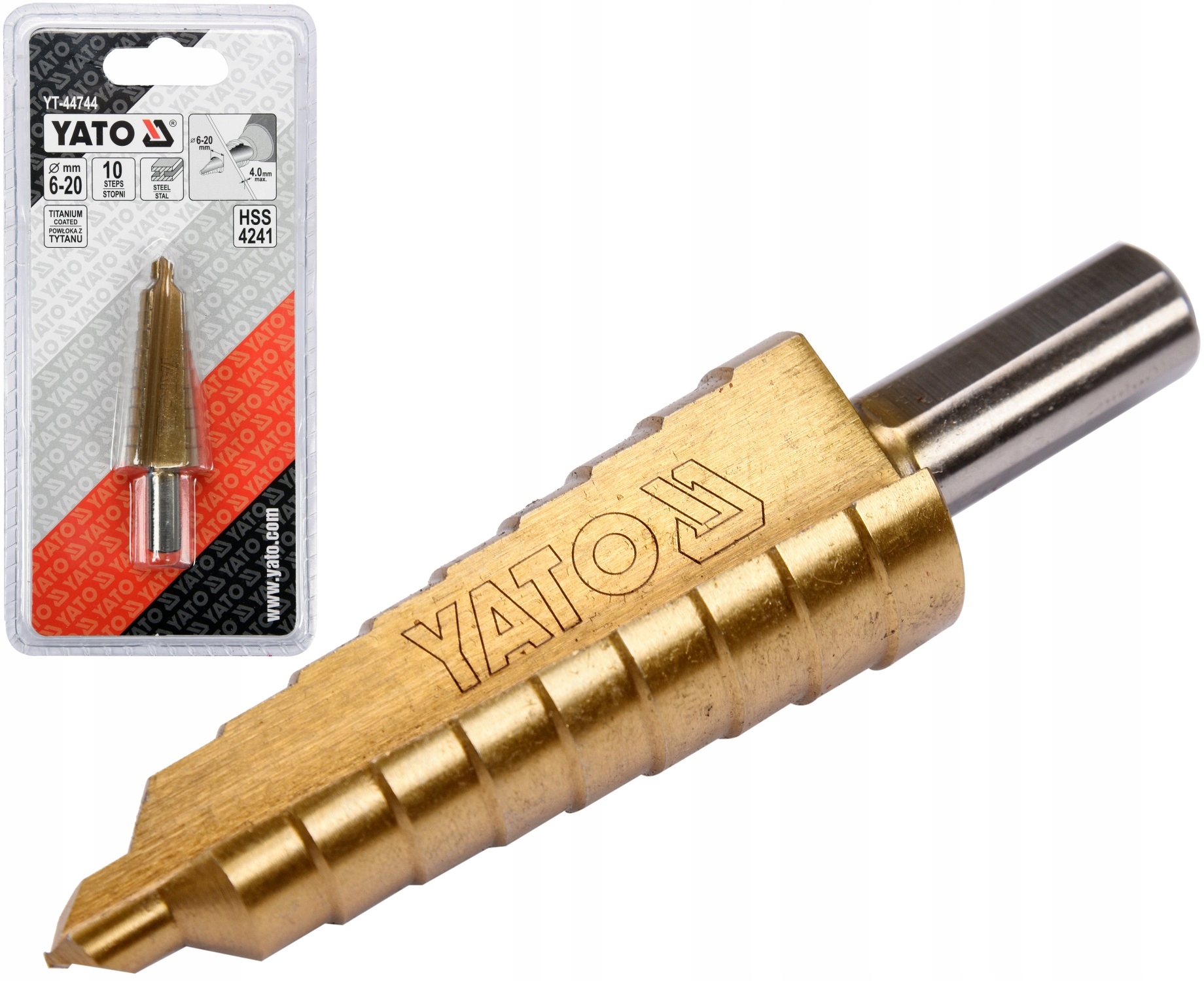 

Yato Wiertło Stopniowe Hss Tytan Stożkowe 6-20 mm