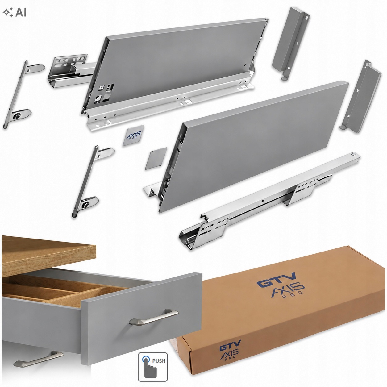 Šuplík Gtv Axis Pro Push To Open 550C Vysoká L550 H167 Antracit Výsuv