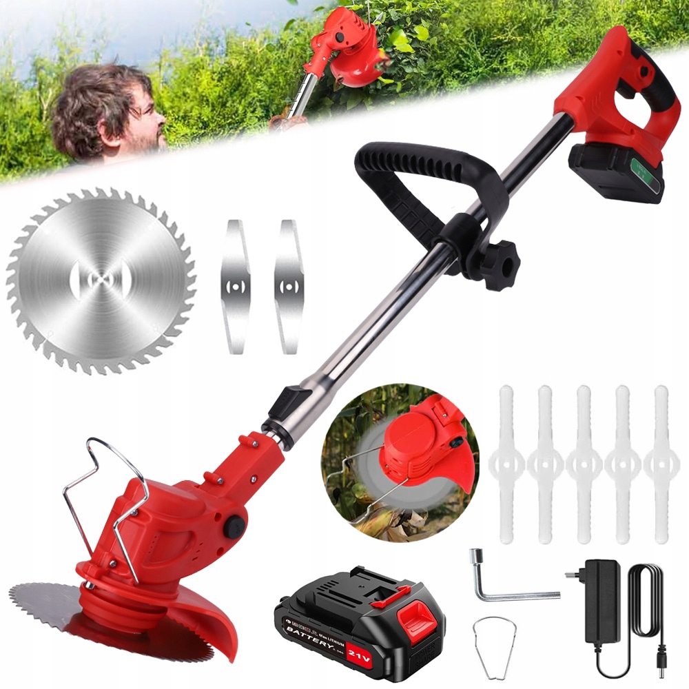 Elektrický Akumulátorový Vyžínač 650 W, 3 Typy Čepelí Pro Trávy A Keře