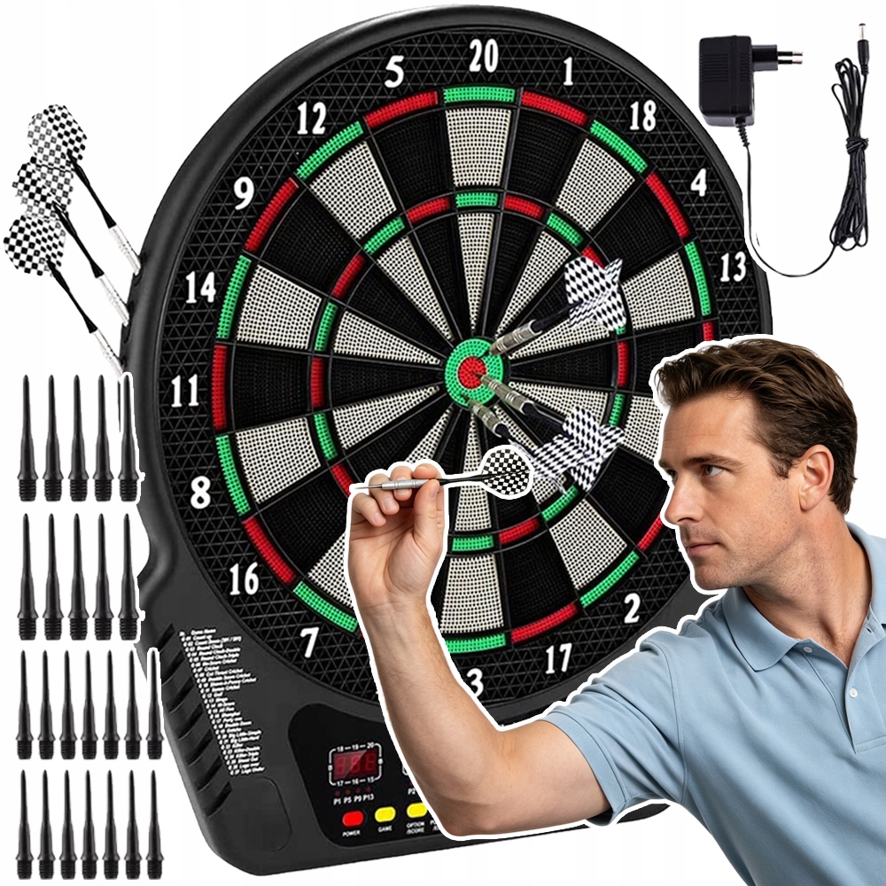 Elektronický Terč Na Šipky 4 Led Automatické Počítání Bodů 16 Hráčů