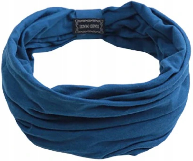 SZEROKA OPASKA NA GŁOWĘ DAMSKA TURBAN BAWEŁNIANA NIEBIESKA