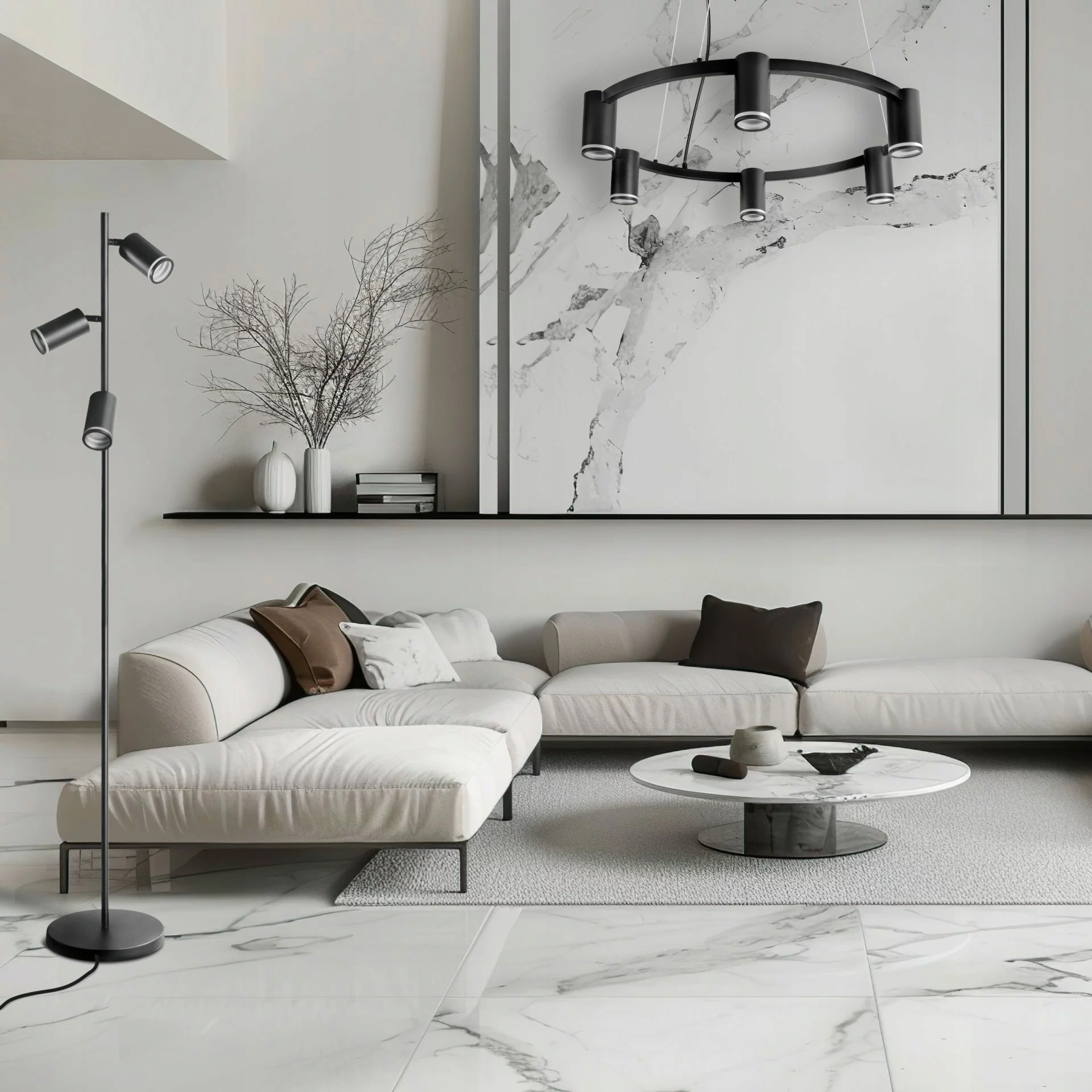 Sanico Goldlux nowoczesna lampa podłogowa Loft Paris 3x GU10 czarna 326560