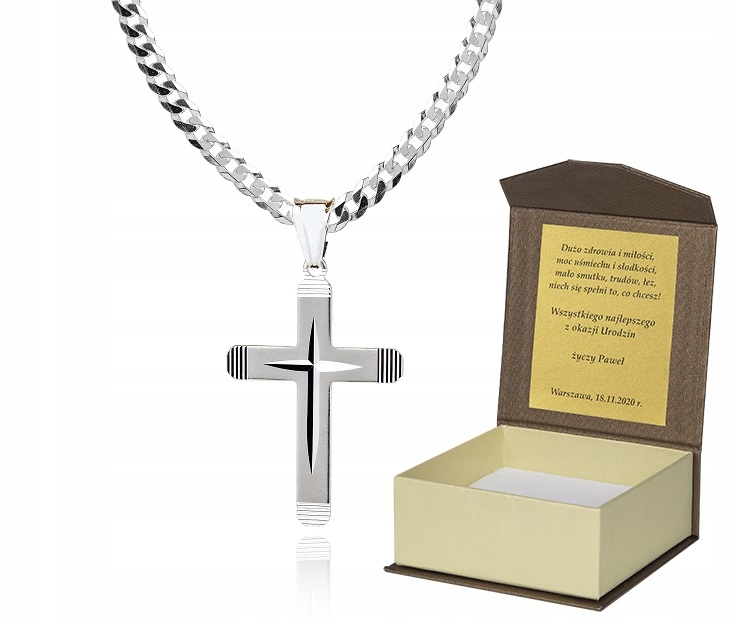 925 Stříbrný řetízek s křížkem Dedikace 60 cm LK40