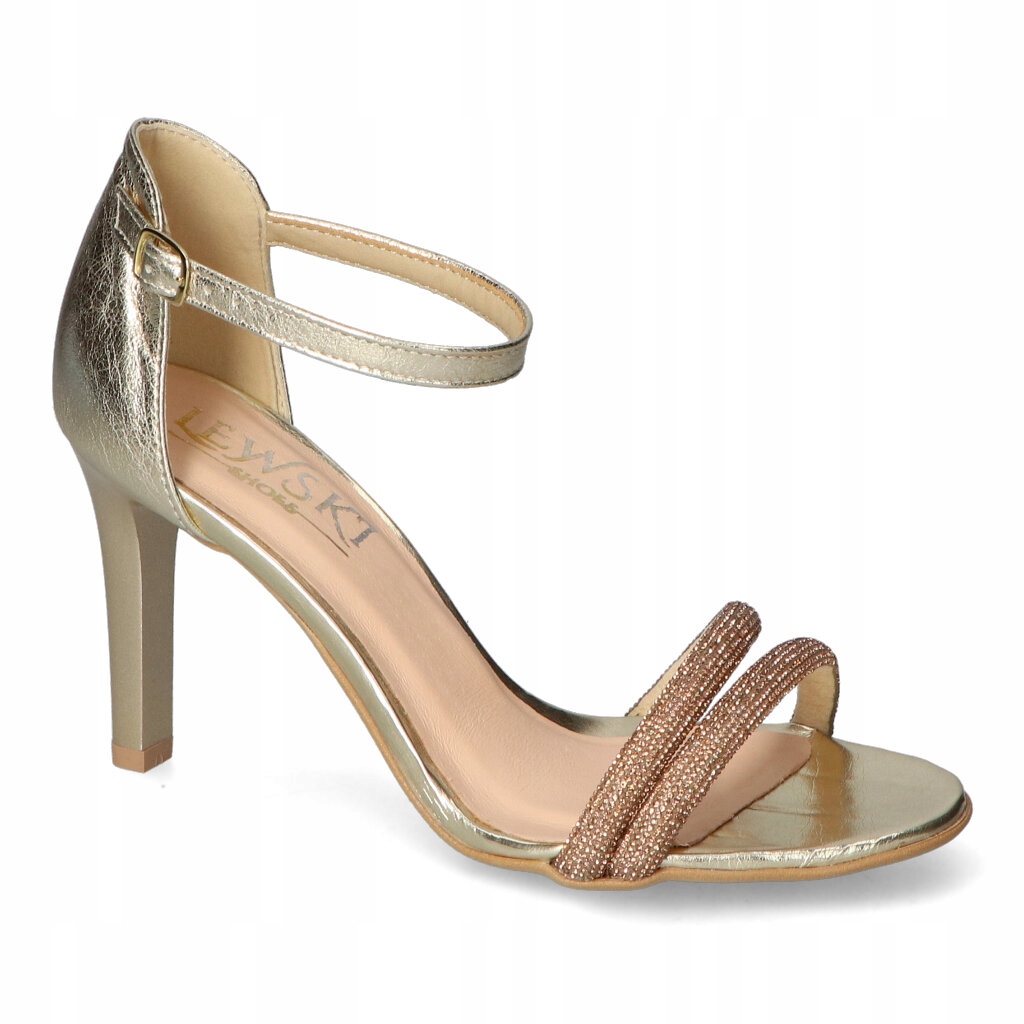 Dámské sandály na podpatku Lewski Zlaté lico/Medž Přírodní kůže 40