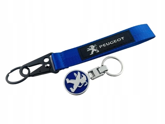 Peugeot Zestaw Brelok Breloczek Metalowy Do Kluczy Smycz Niebieska