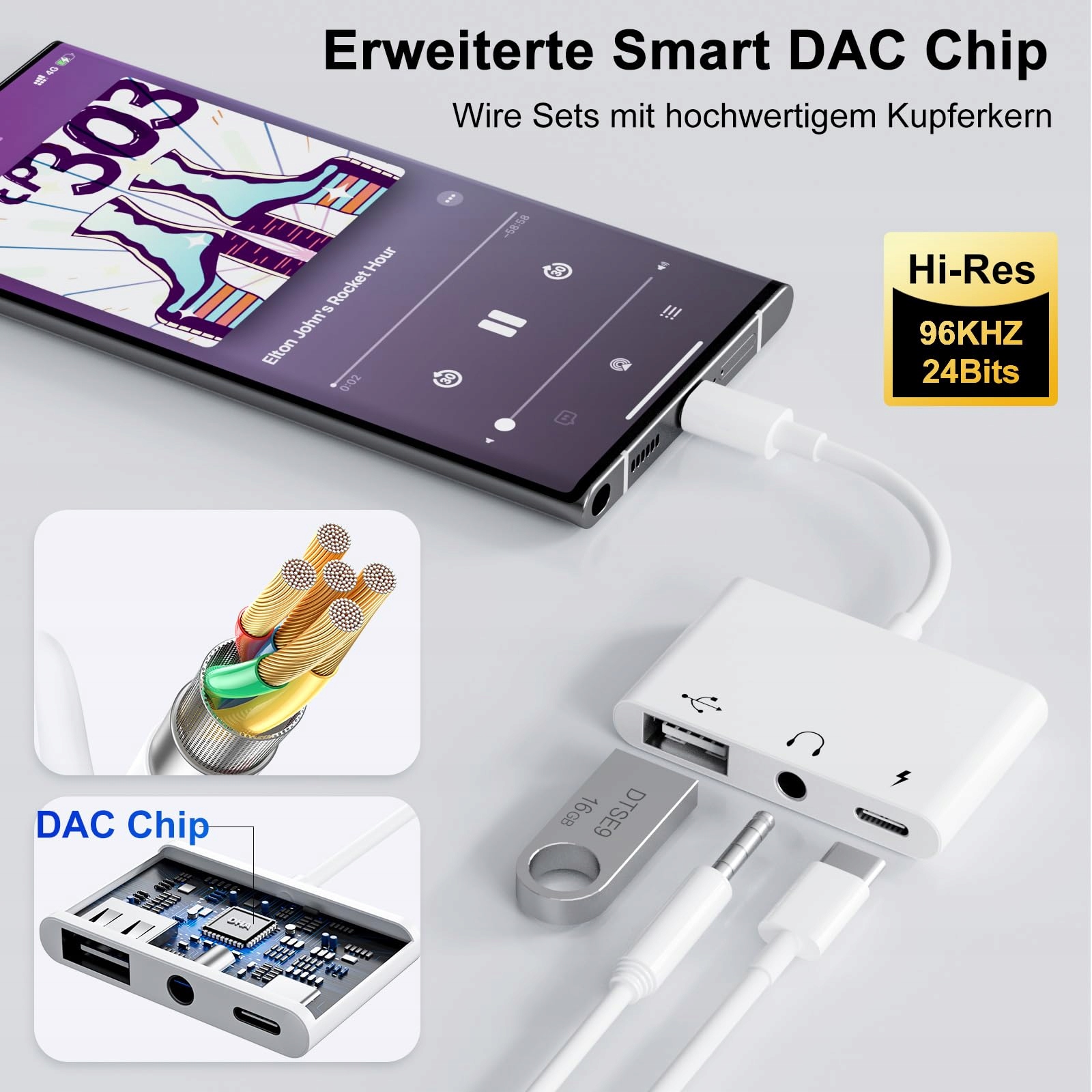 3 w 1 Adapter USB C na 3 5 jack słuchawki z ładowarką OTG USB adapter typ C — miniatura 8