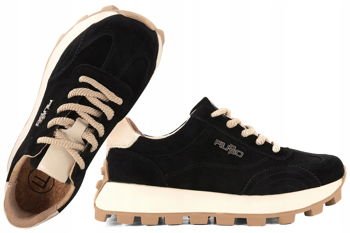 Filippo DP7498 Półbuty Damskie Zamszowe Sneakersy Na Platformie Skóra 37