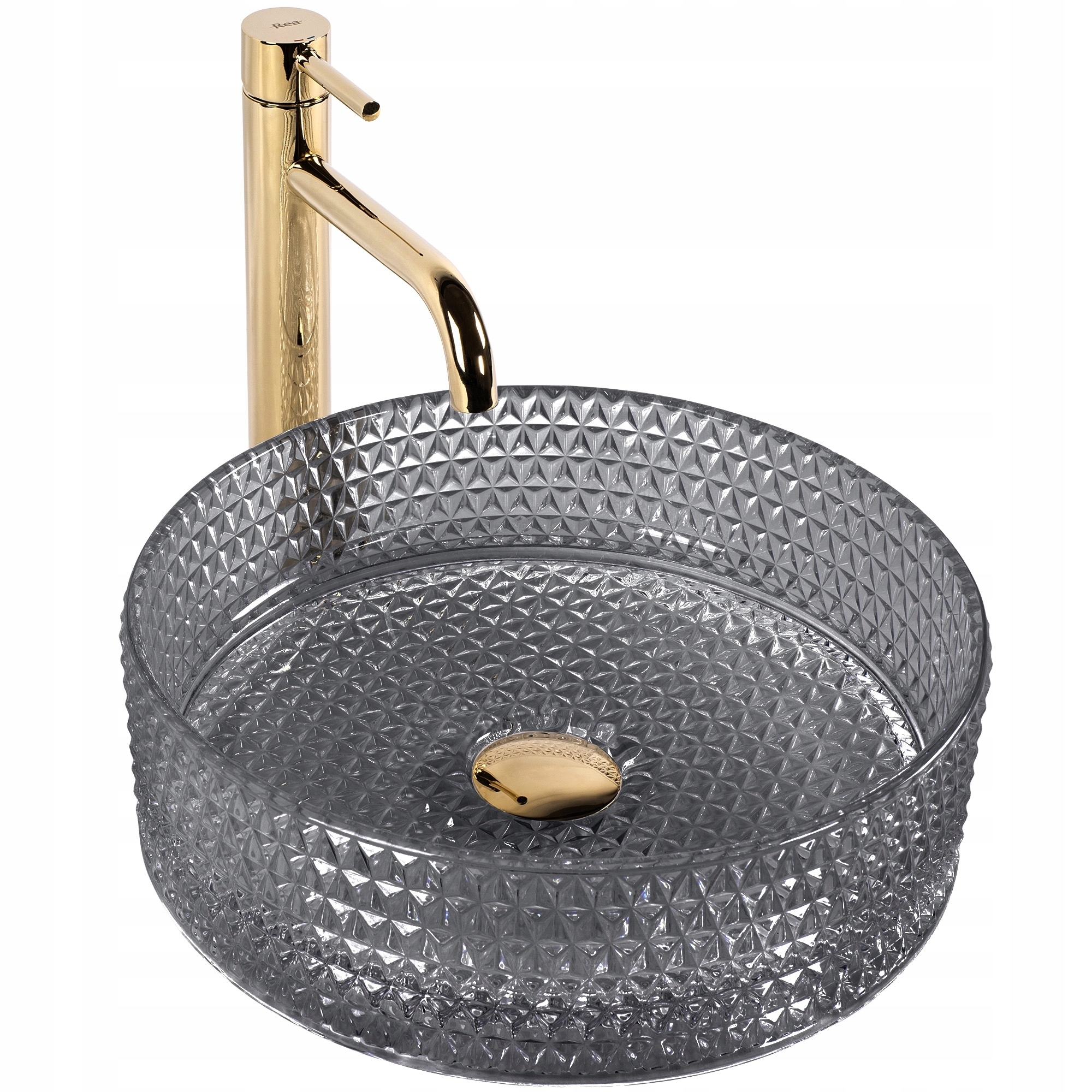 Sklenená Umývadlová Doska Čierna Transparentná Krištáľová Rea Cristal