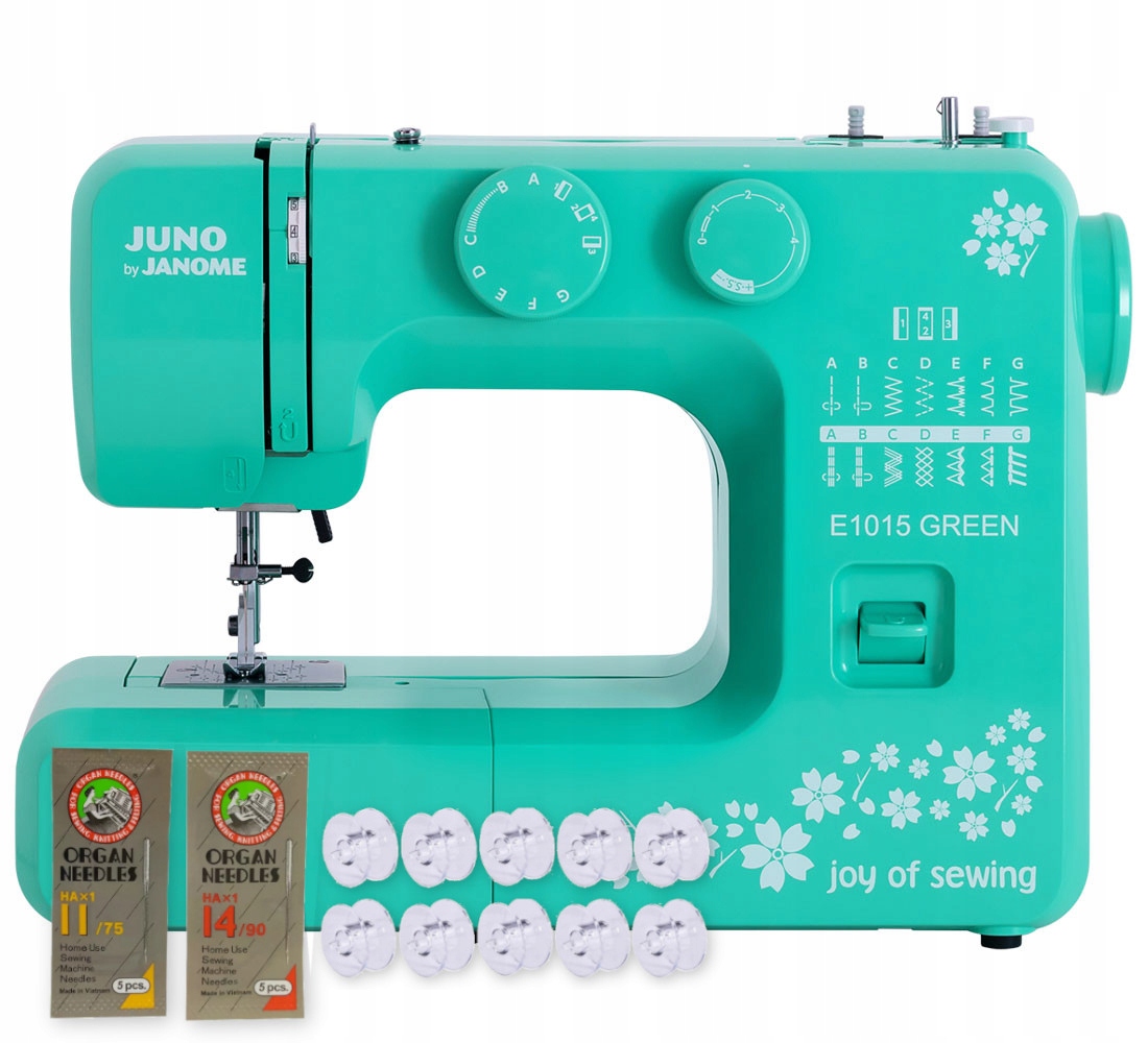 Maszyna do szycia Janome Juno E1015 Green Zielona mocna poradnik