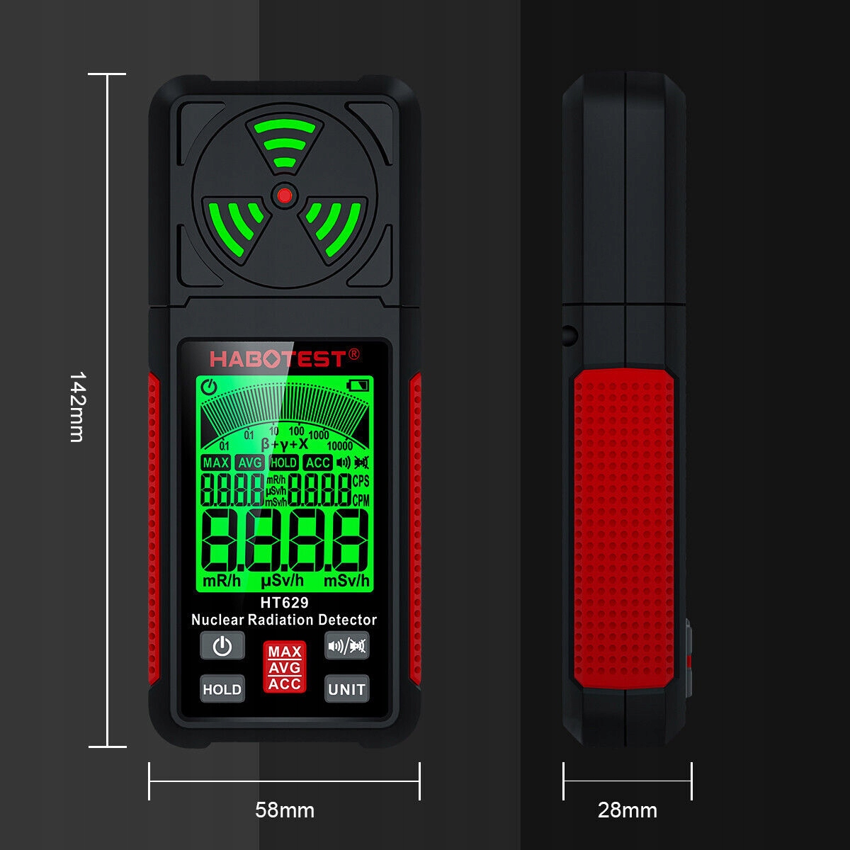 LICZNIK GEIGERA DOZYMETR OS. MIERNIK PROMIENIOWANIA JĄDROWEGO BETA GAMMA Kod producenta HT629