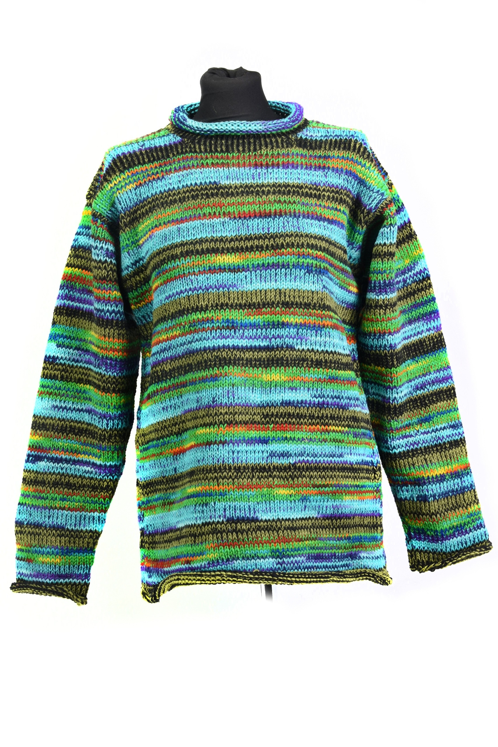 Vlněný svetr Nepal barevný Teplý Boho styl