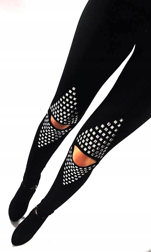 

Spodnie Legginsy Rurki Ćwieki Ripped Getry Dziury