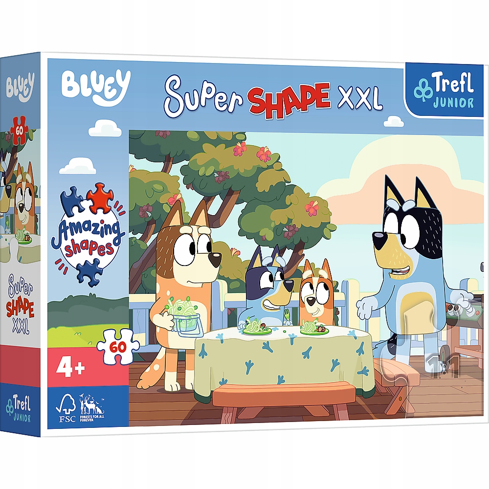 PUZZLE SUPER SHAPE XXL 60 ELEMENTÓW BLUEY I PRZYJACIELE