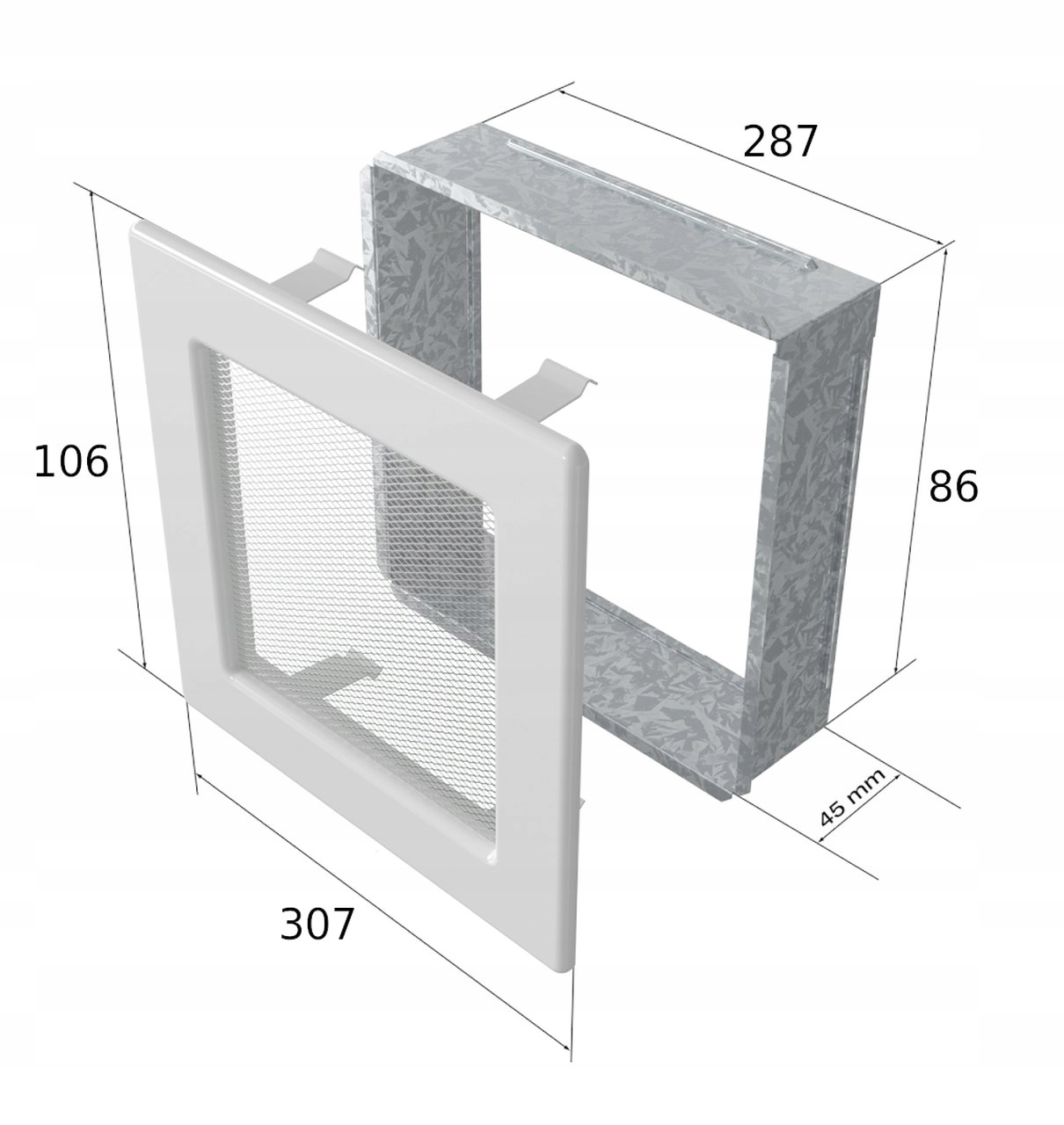 Kratka kominkowa wentylacyjna biała 11x32 Kod producenta 32B