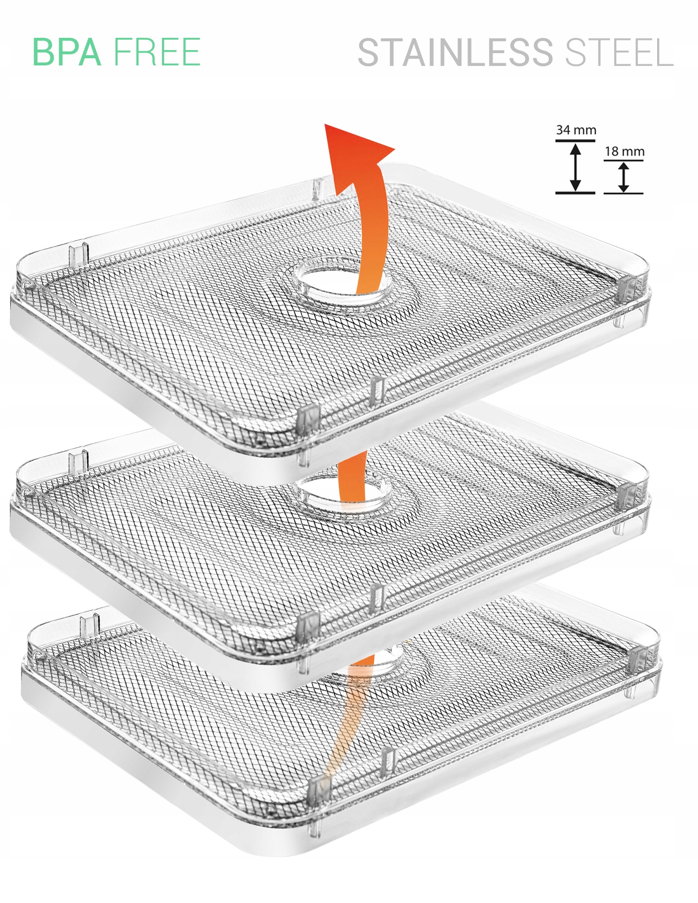 Suszarka do grzybów owoców STALOWE SITA FIRST AUSTRIA 240W Wysokość produktu 29 cm