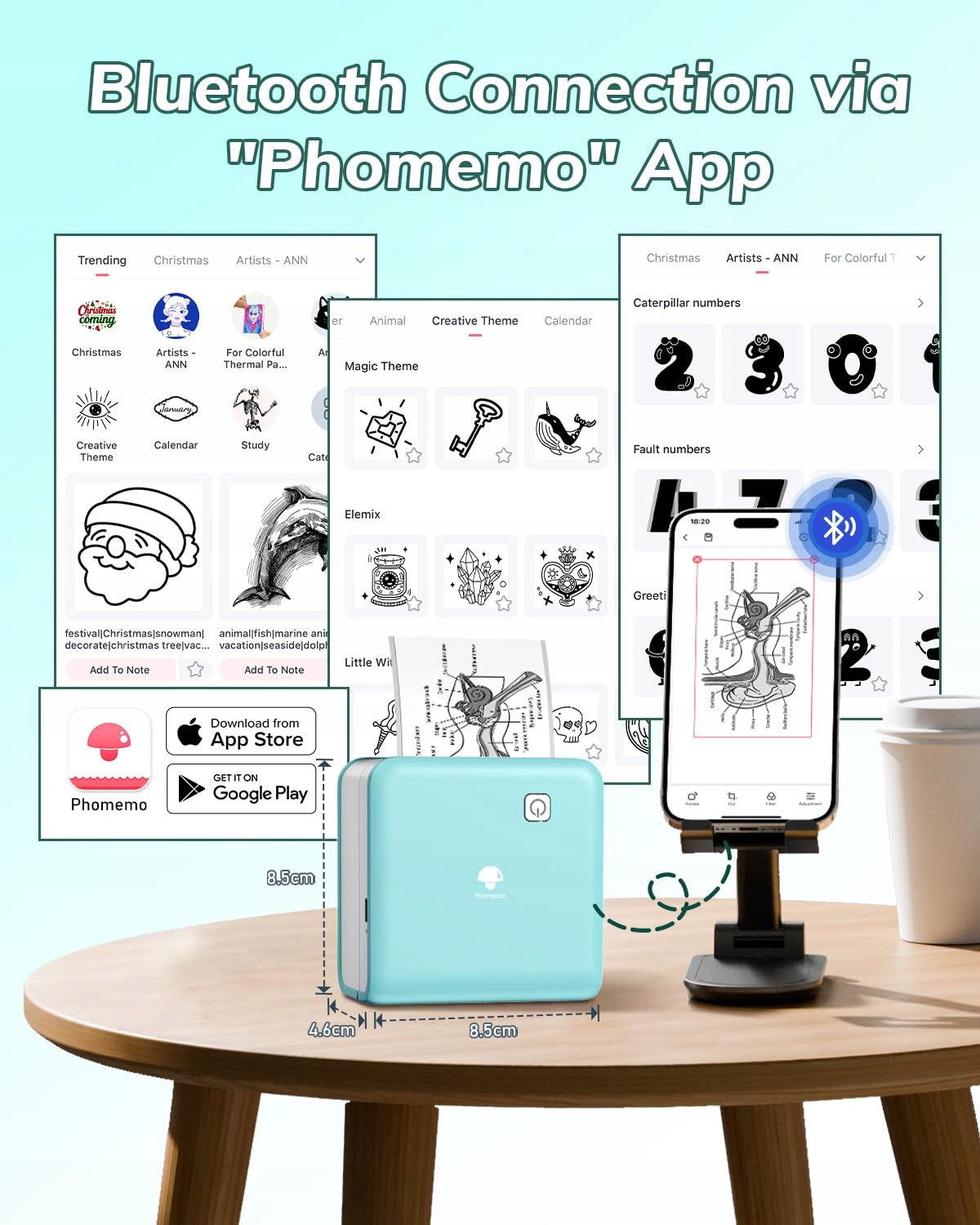 PHOMEMO Mini Drukarka Fotograficzna Bluetooth Do iOS Android 300 DPI — miniatura 6