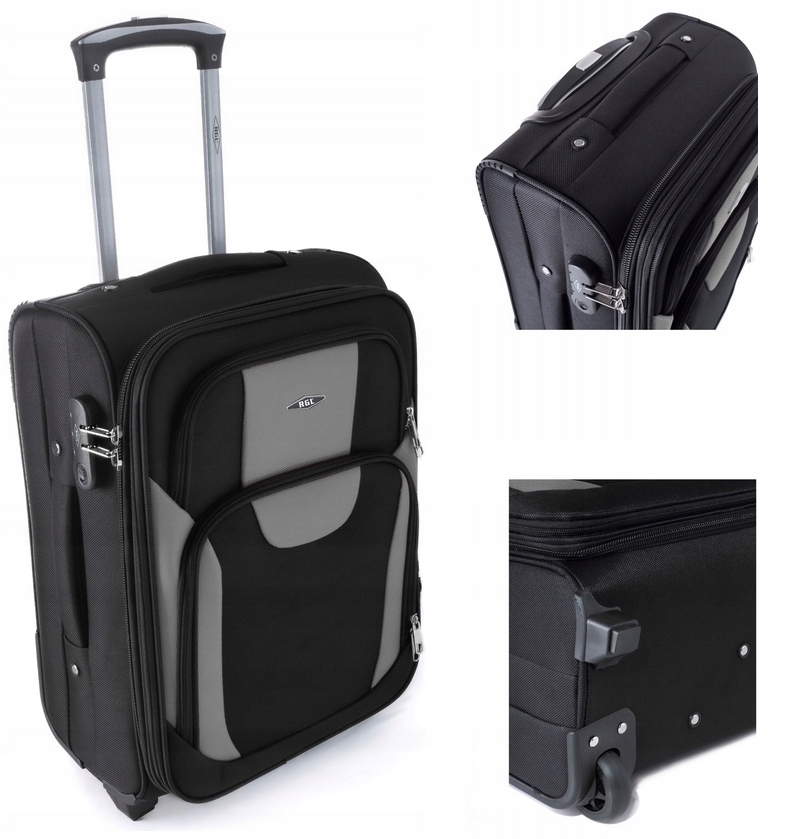 Walizka Mięka Średnia XL 1003 Rgl Codura Bagaż Na 2 Kółkach Czarno-szara