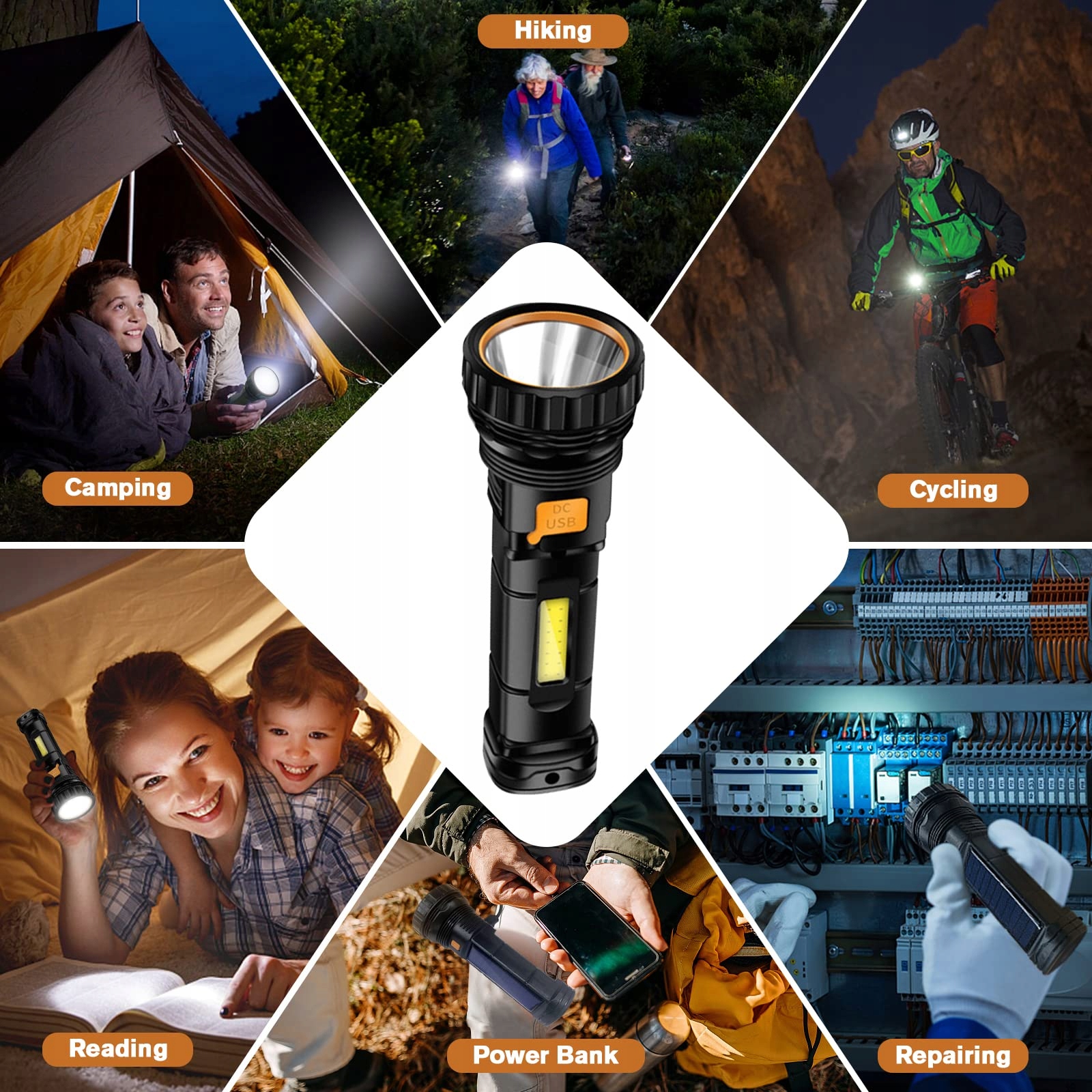 SOLAR LAMPY LED USB ŁADOWALNE SOLARNE POWERBANKI LATARKI 3 TRYBY — miniatura 7