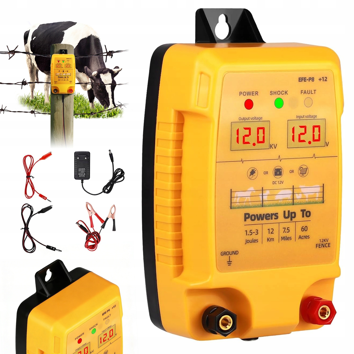 Elektrický Pastýř 12 Km 10 Kv 3J 2J 2 LCD IP54 Pro Pastviny Farem