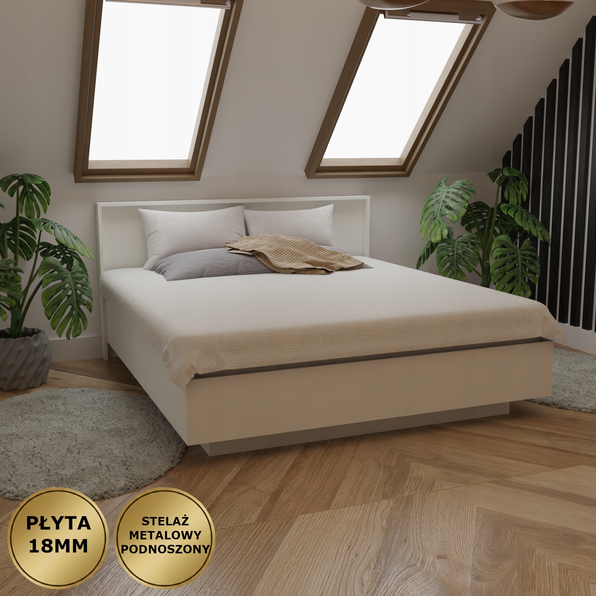 Levitující Postel Olivia 120X200 Kovová Konstrukce Zvedací Deska 18 MM