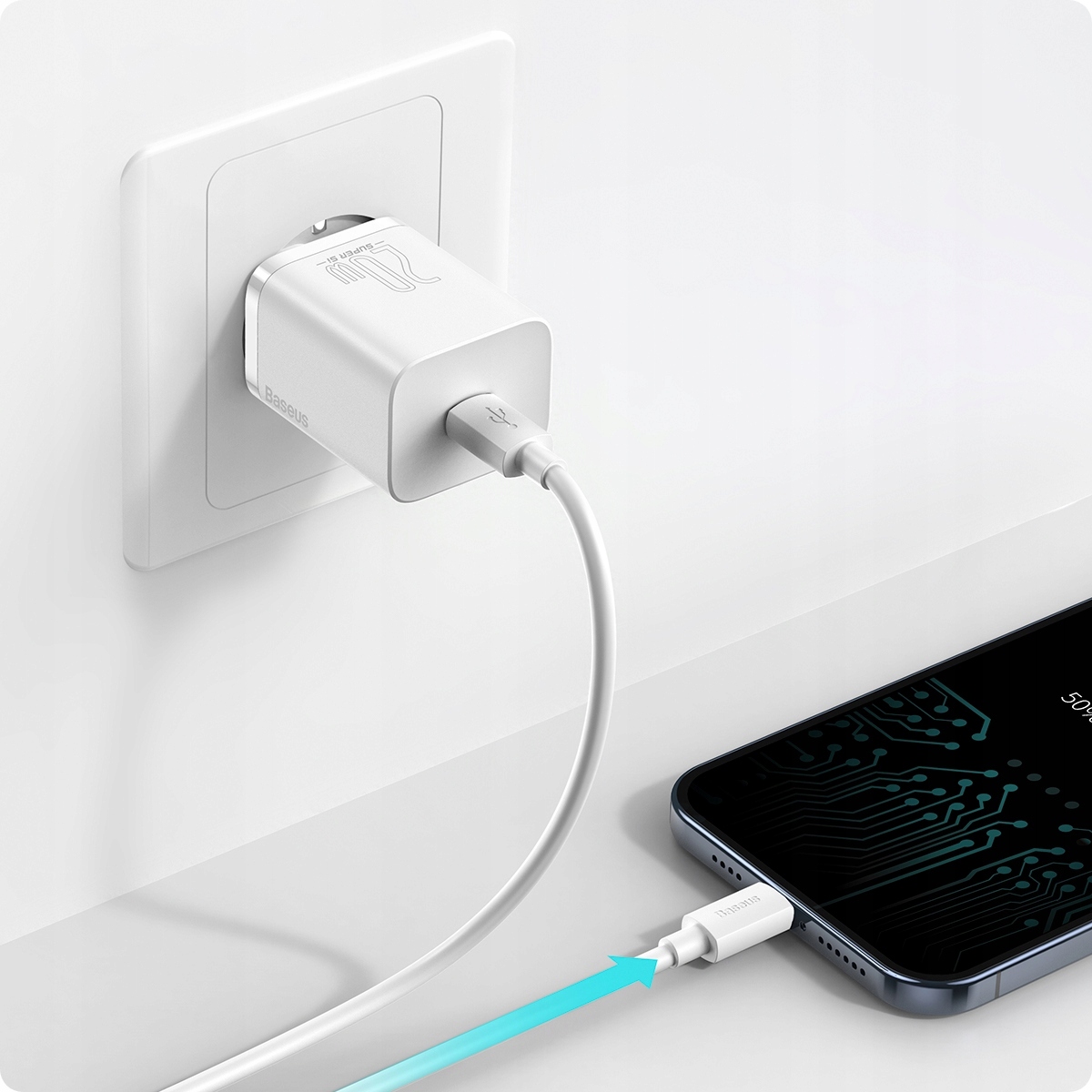 SZYBKA ŁADOWARKA DO TELEFONU APPLE IPHONE USB C 20W KABEL LIGHTNING BASEUS Długość przewodu 1 m