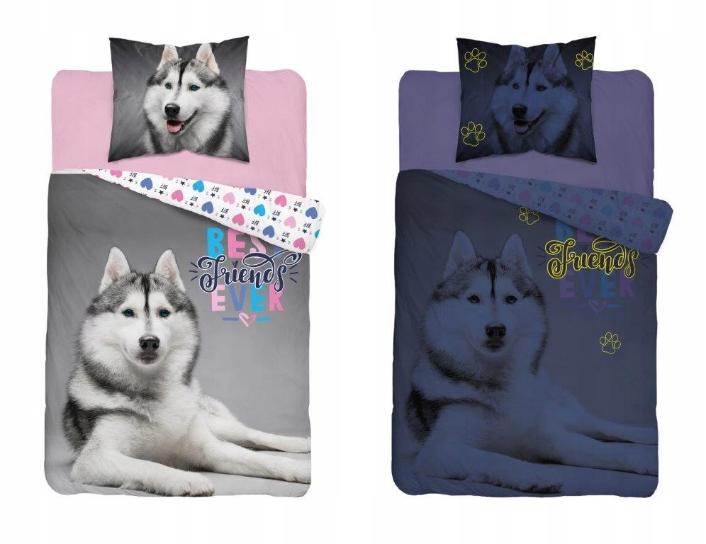 

Pościel Dwustronna 160x200 Pies Dog Haski Świecąca