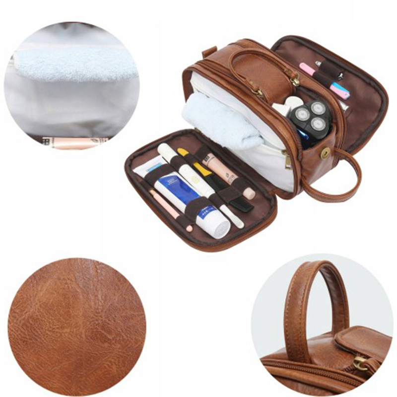 KOSMETYCZKA SKÓRZANA MĘSKA DAMSKA PODRÓŻNA WODOODPORNA Marka inna marka