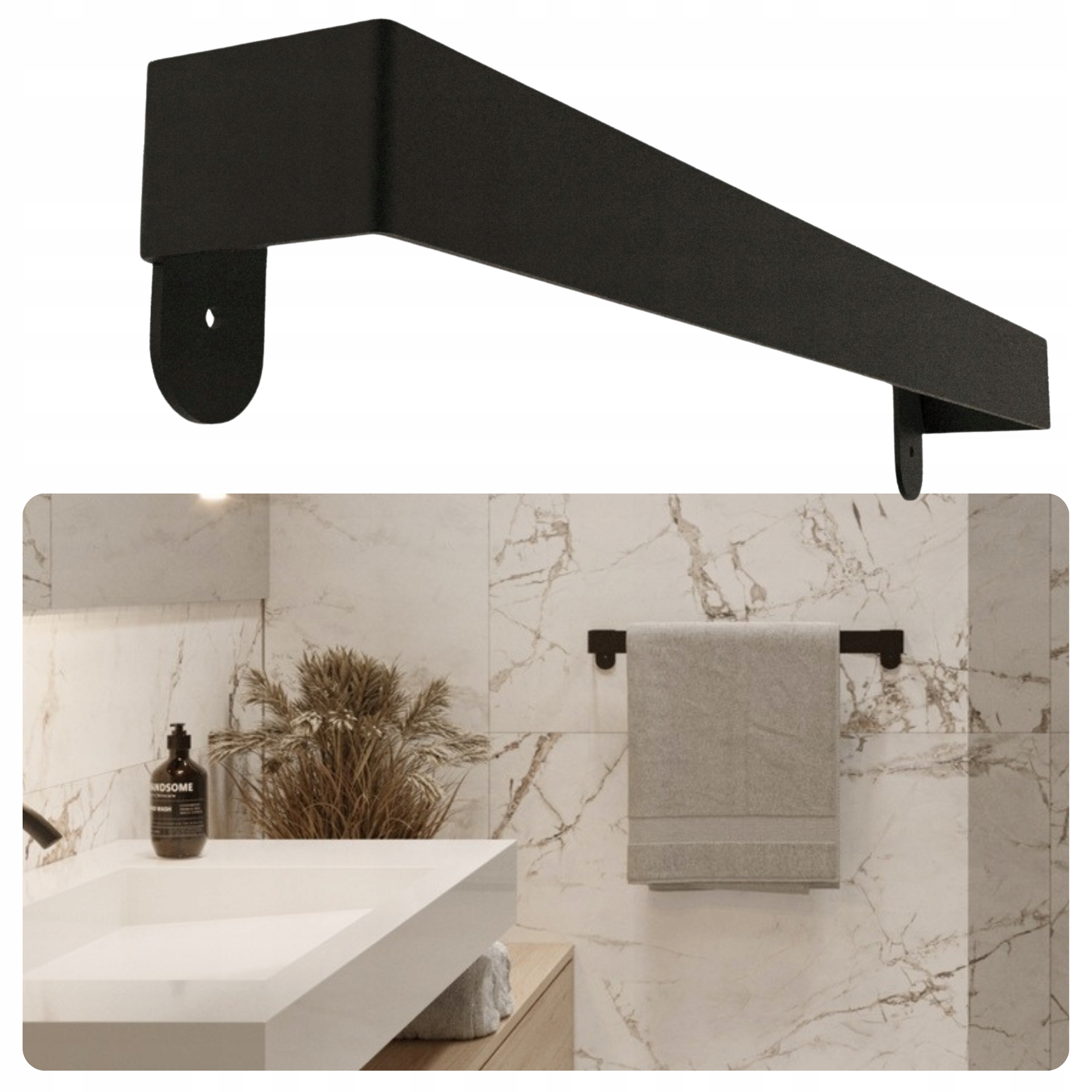 Černá Ručníková Tyč Grace Metal Závěsný Koupelnový Věšák 50 cm Černá