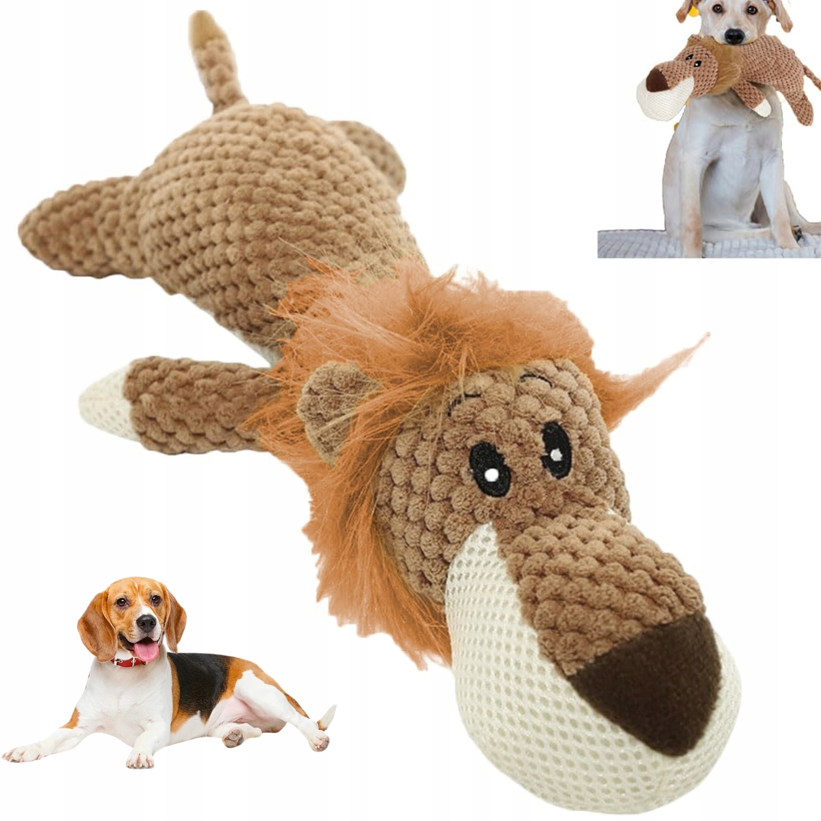 Levně Hračka Pro Psy Plyšová Lion Měkká Pískací Plyšová Hračka Pro Štěňata