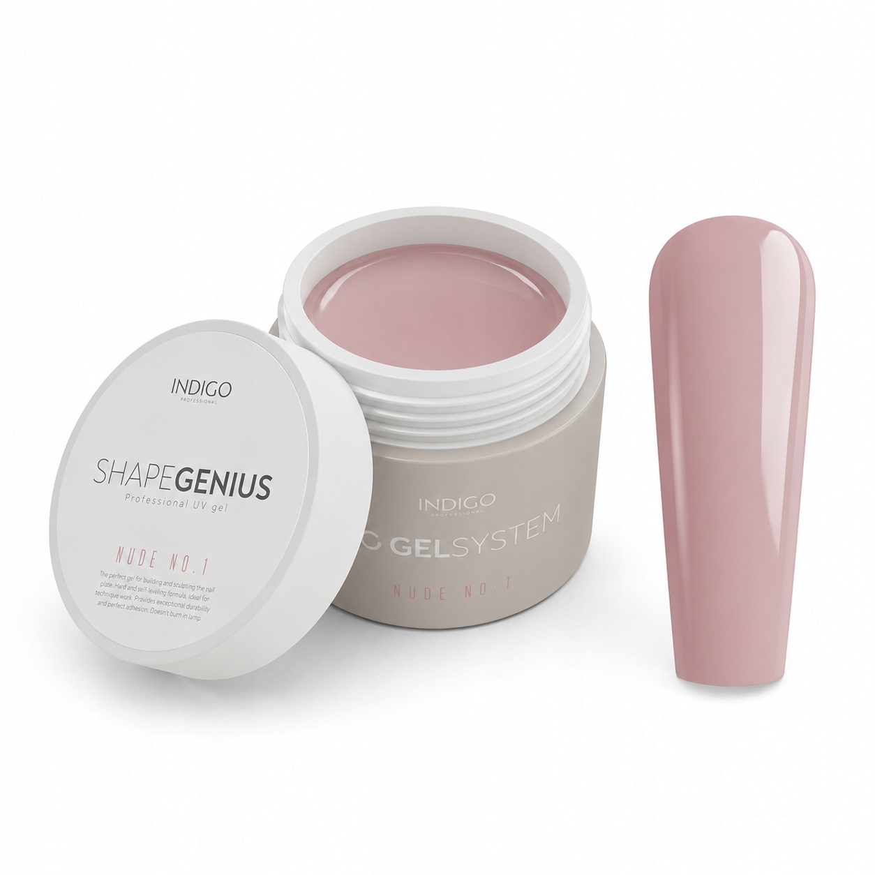 Indigo gel Nude no.1 Shape Genius 15 g gel pro prodlužování nehtů