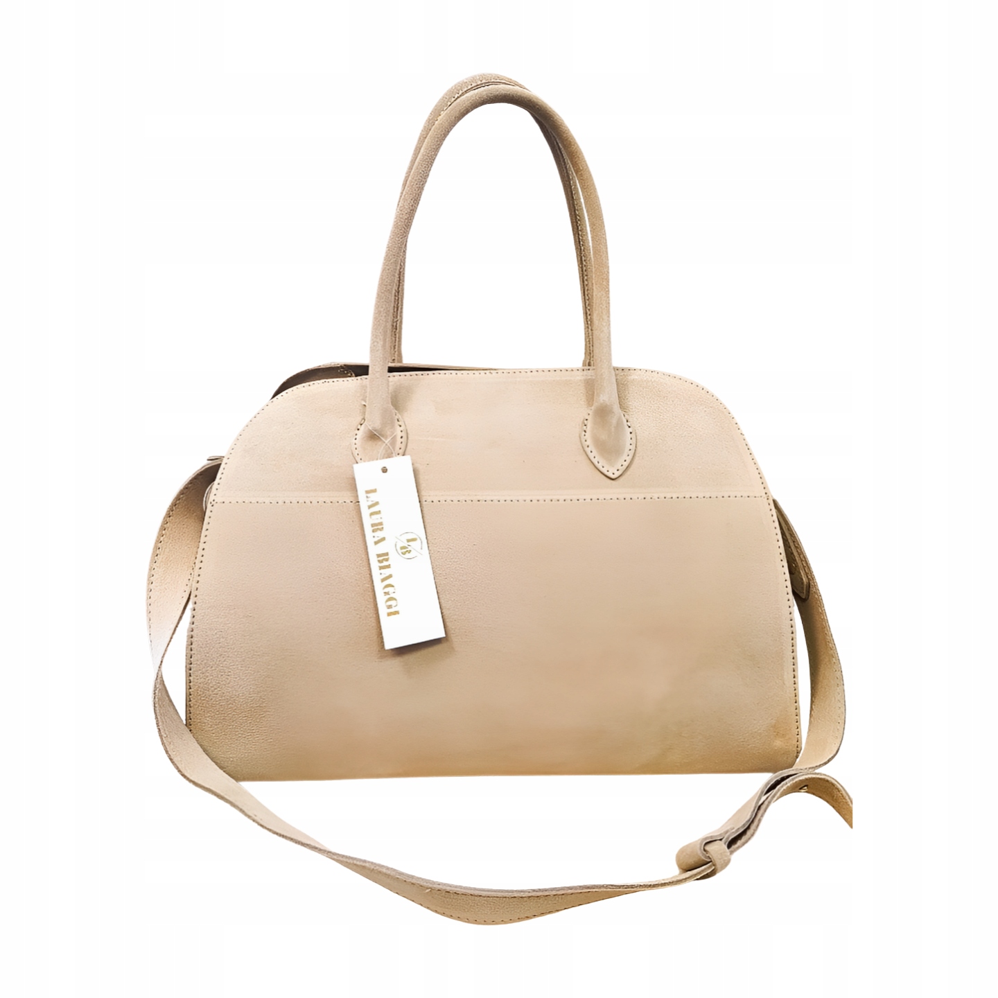 Laura Biaggi shopper taška kufřík béžová semišová