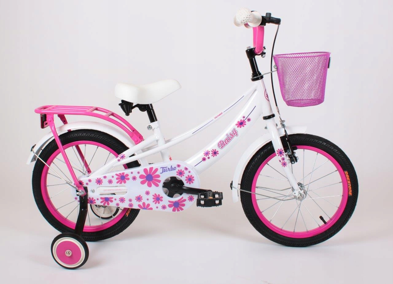 Rower 16 cali dla dziewczynki Turbo Daisy 16" Polski Producent biało-różowy