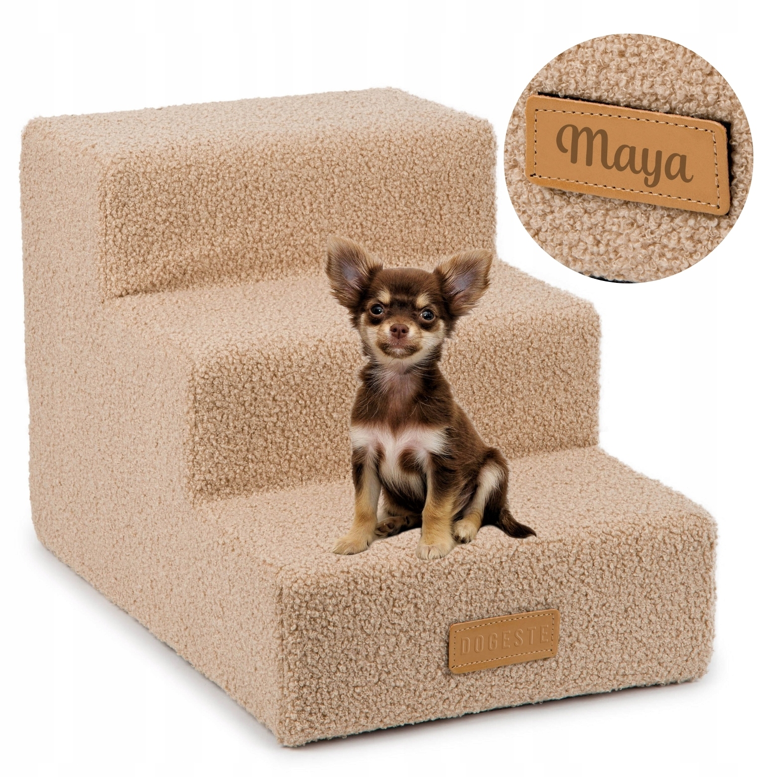 Schodky pro psa kočku Schody 3 stupně rampa plošina 30 cm Gravírování jméno Bonus