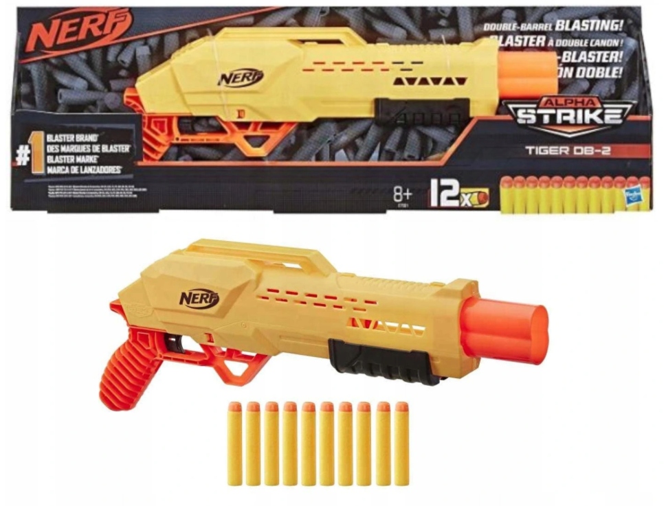 NERF ZESTAW WYRZUTNIA STRIKE TIGER DB-2 + STRZAŁKI