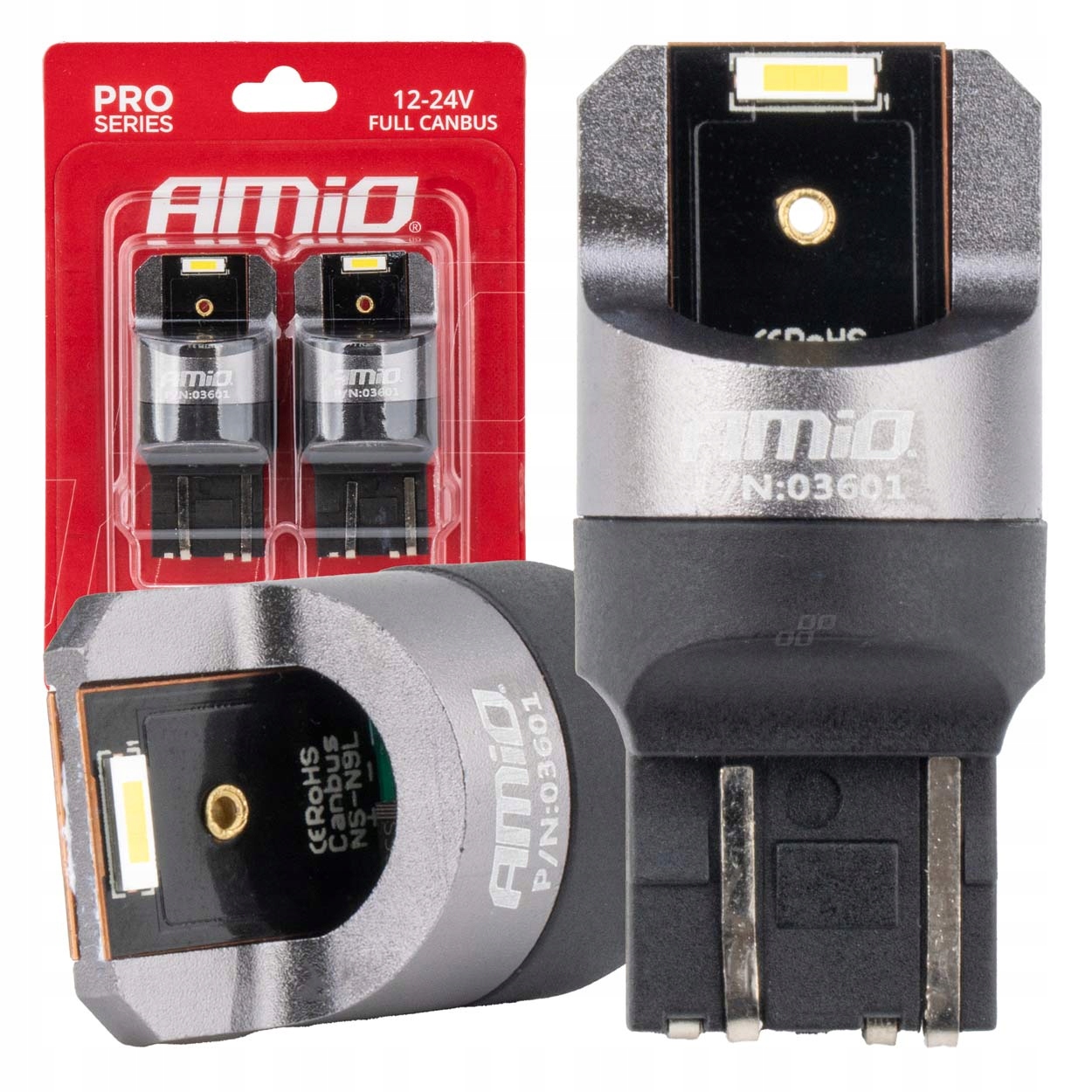 AMiO Żarówki Led Full Canbus Pro W21/5W 2x1860 Smd białe 12V 24V AMIO-03601
