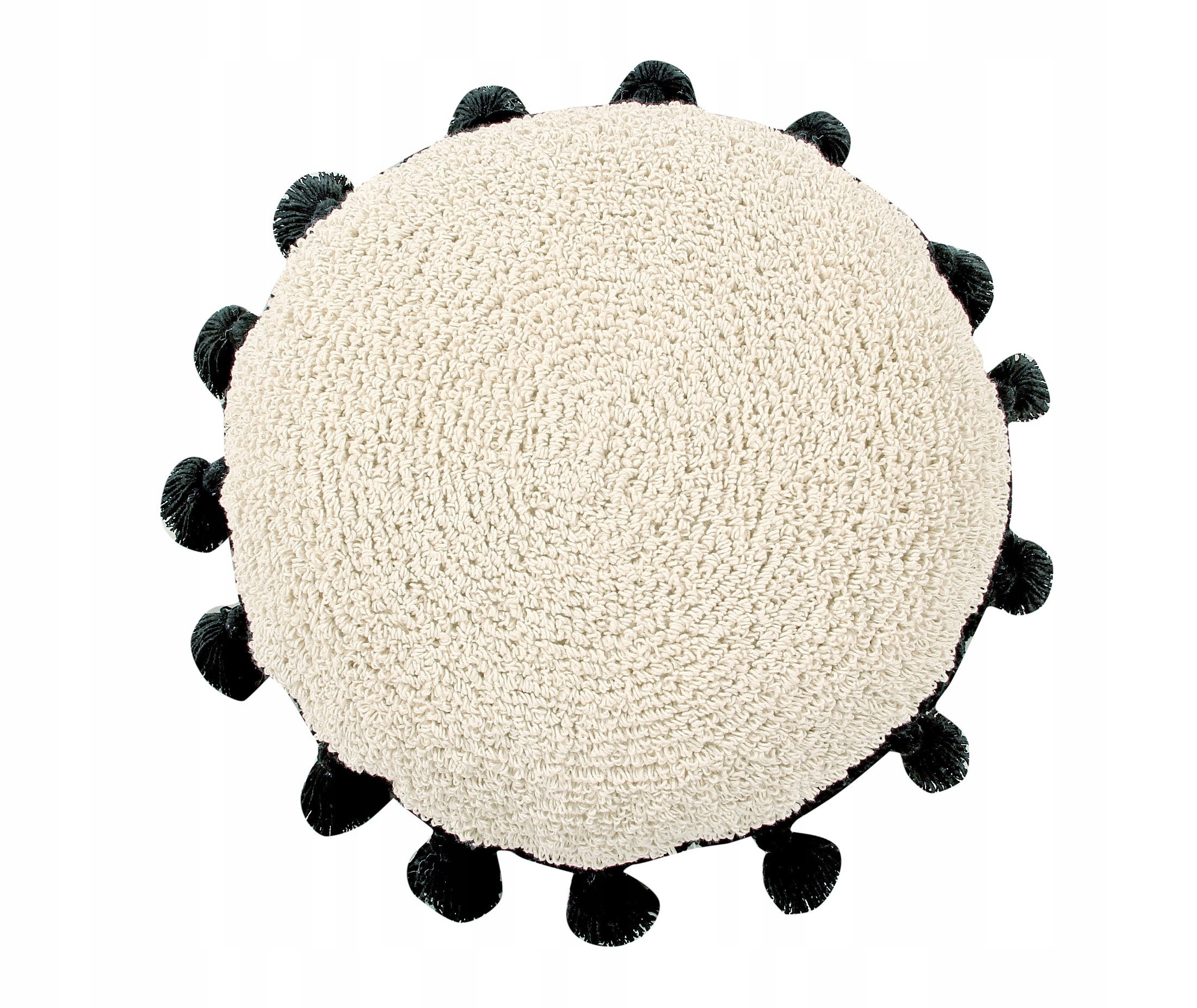Lorena Canals bavlnený vankúš Circle Black s strapcami na pranie Ø48 cm