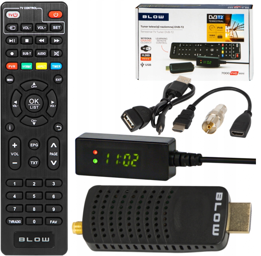 Tuner dekoder cyfrowy TV HD DVB-T2 HDMI H.265 HEVC