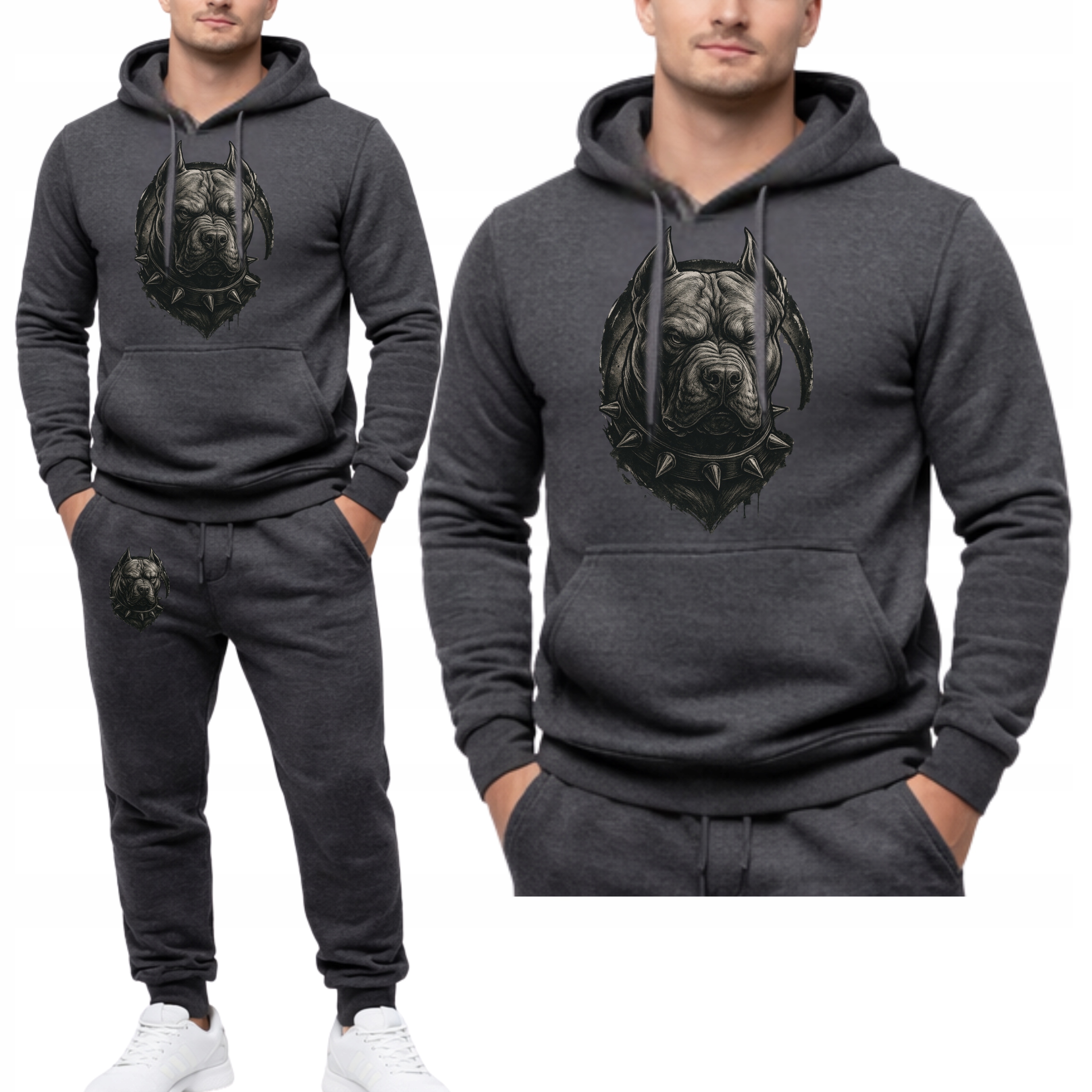 Buzia Pitbull Black Meski Tepláková Souprava Mikina S Kapucí Kalhoty Šedá XL