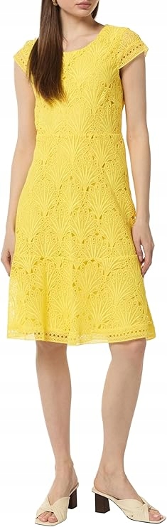 Comma Žlutá Ažurová Šaty S Volánem Ve Spodní Části Dámská 36 J7J