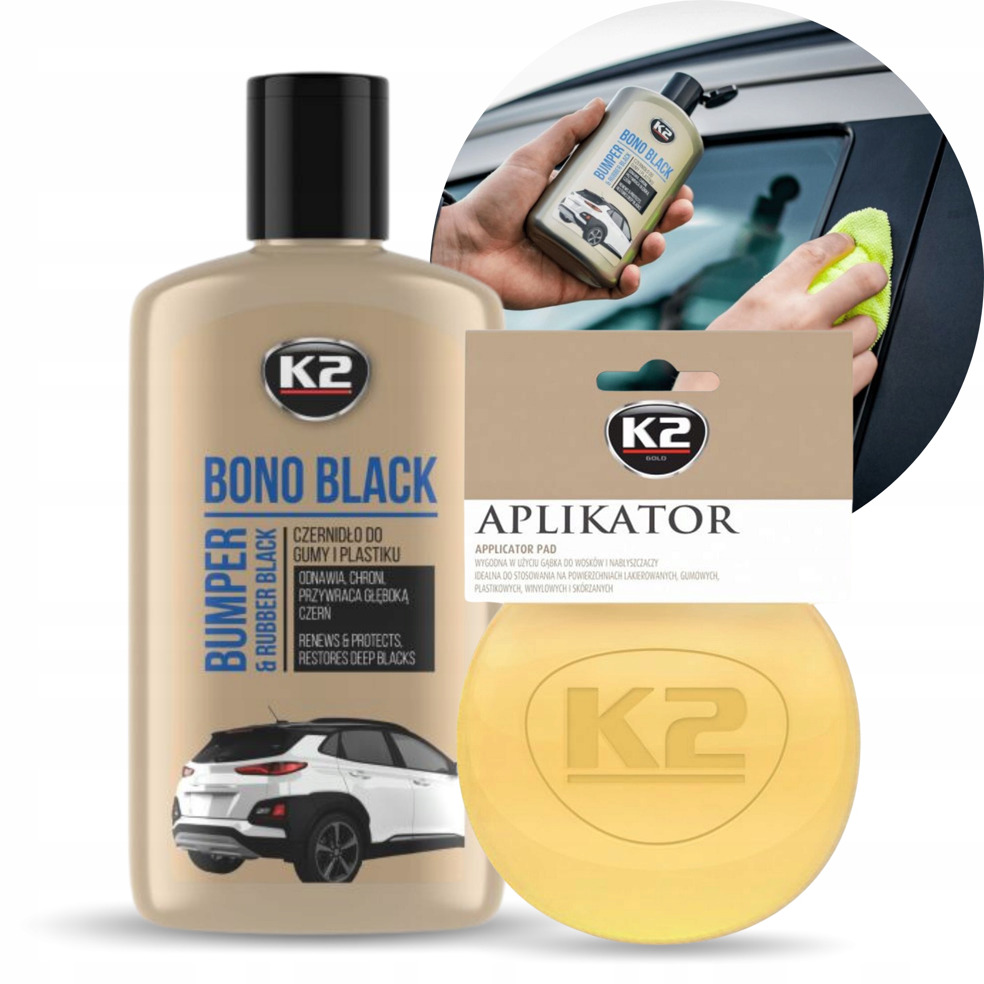 K2 BONO CZERNIDŁO DO PLASTIKÓW GUMY + APLIKATOR