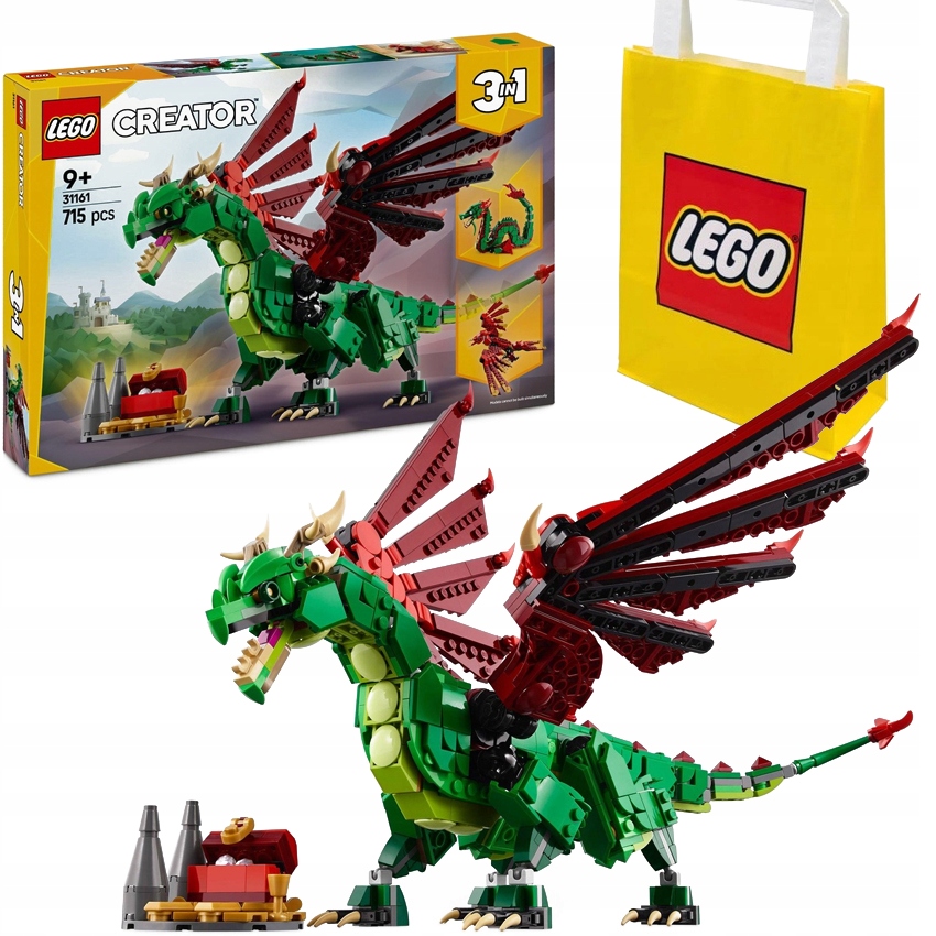 stavebnice Lego Creator 31161 Středověký drak 3v1 Fénix Mořský had taška