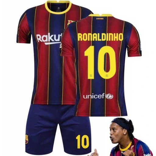 KOMPLET STRÓJ PIŁKARSKI RONALDINHO FC BARCELONA ROZMIARY STYL RETRO