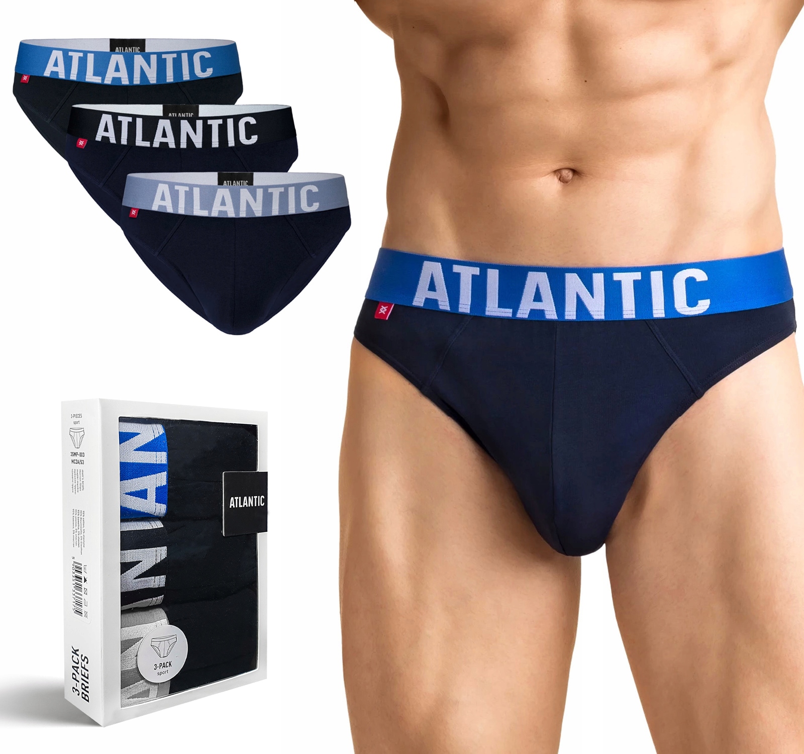 

Atlantic 3SMP-003-GR slipy męskie 3 Pary - M